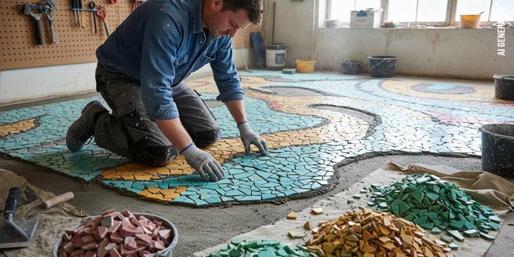 Fliesenverlegung Mosaik & Kieselsteine