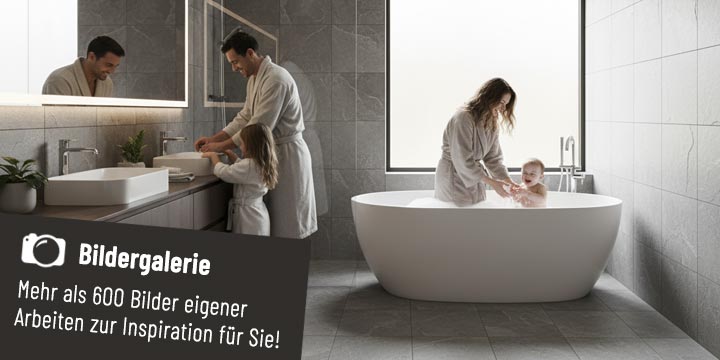 Badezimmer gefliest mit Schieferplatten