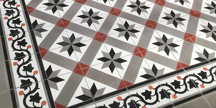 Zementfliesen als geometrische Sterne